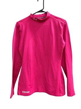 UNDER ARMOUR Coldgear Mock Neck Base Layer Shirt Pink Size Large